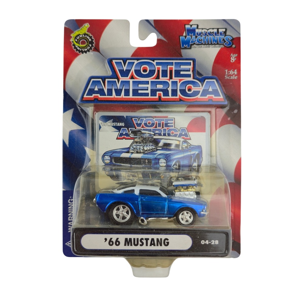 Muscle Machines 66 Mustang Diecast Car 1:64 Blue Vote America 04-28 71161
